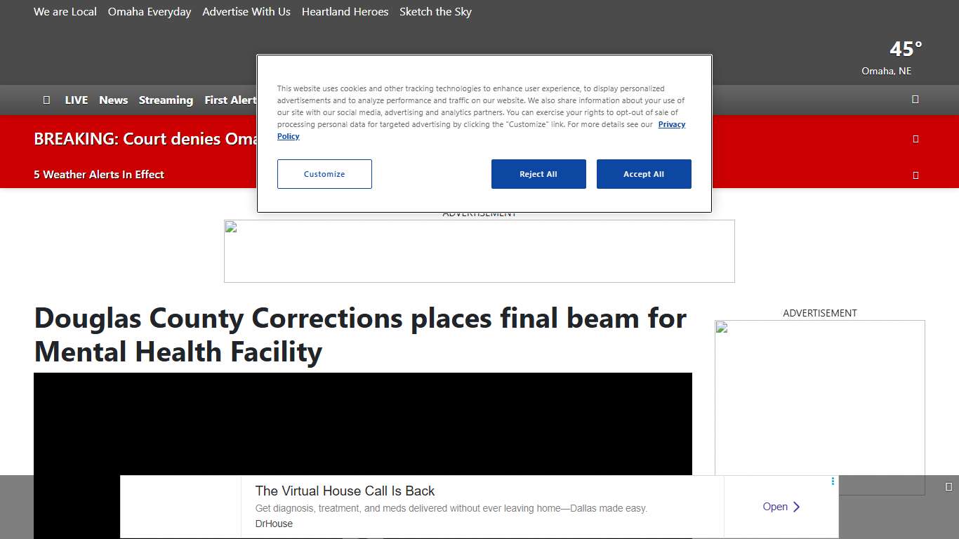 Douglas County Corrections places final beam for Mental Health Facility